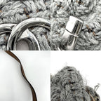 Chanel 2-Way Quilted Shoulder Bag CC Logo Crossbody Wool Leather Gray Silver — view 6
