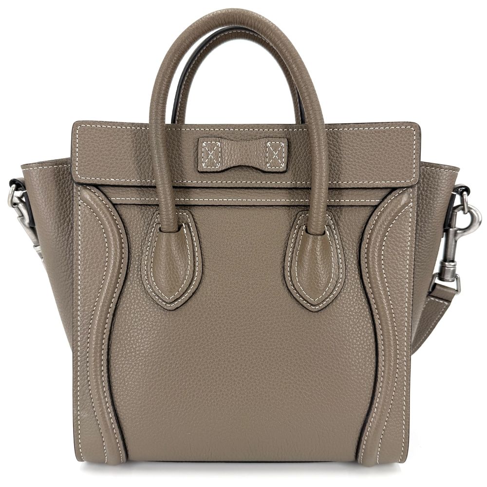 Celine 2-Way Luggage Nano Shoulder Bag Crossbody Leather Brown Silver Vintage — view 2