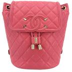 Chanel Backpack CC Filigree Quilted Chain Shoulder CC Logo Caviar Leather Pink