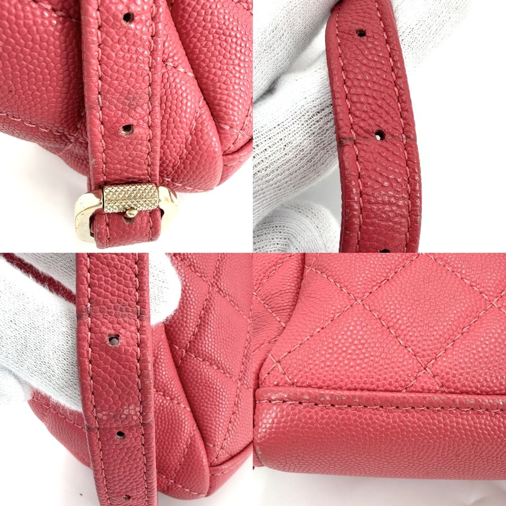 Chanel Backpack CC Filigree Quilted Chain Shoulder CC Logo Caviar Leather Pink — view 8