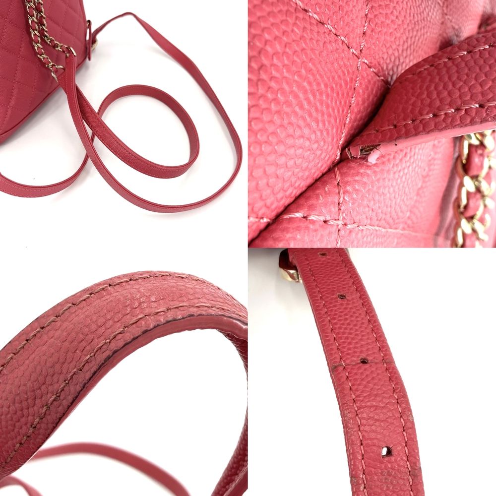 Chanel Backpack CC Filigree Quilted Chain Shoulder CC Logo Caviar Leather Pink — view 7