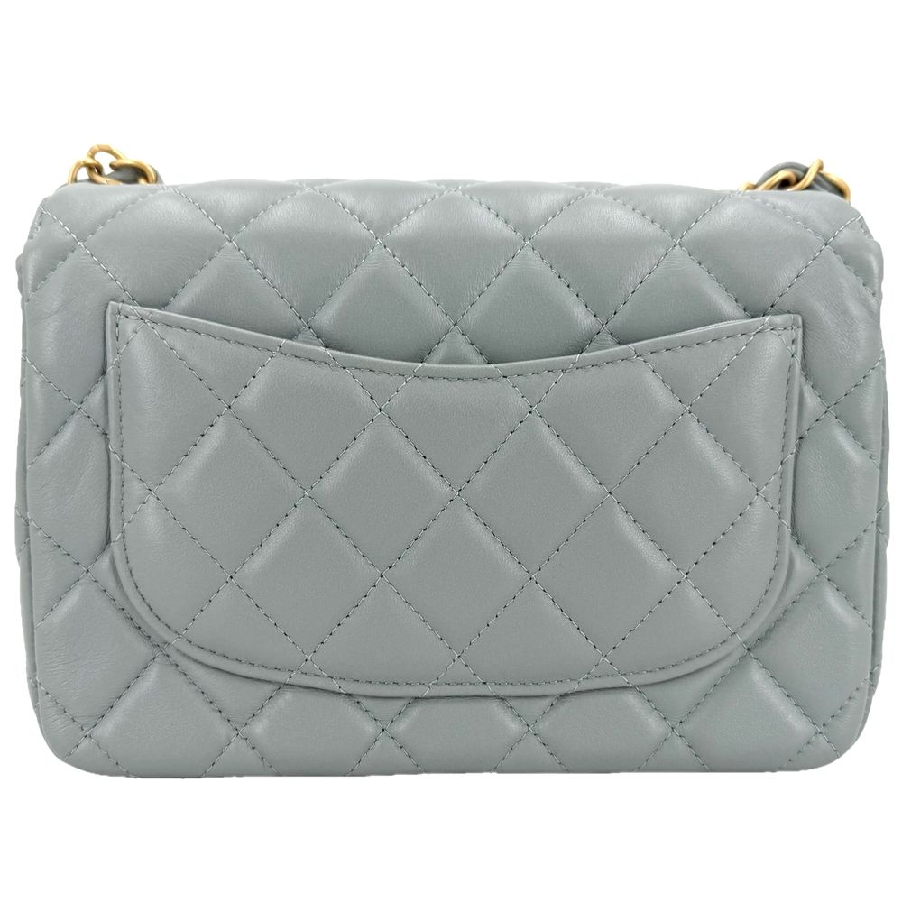 Chanel Shoulder Bag Quilted CC Logo Charm Lambskin Green Gold — view 2