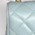Chanel Shoulder Bag Quilted CC Logo Charm Lambskin Green Gold — view 7