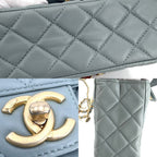 Chanel Shoulder Bag Quilted CC Logo Charm Lambskin Green Gold — view 6