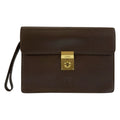 Loewe Anagram Brown Gold Leather Clutch