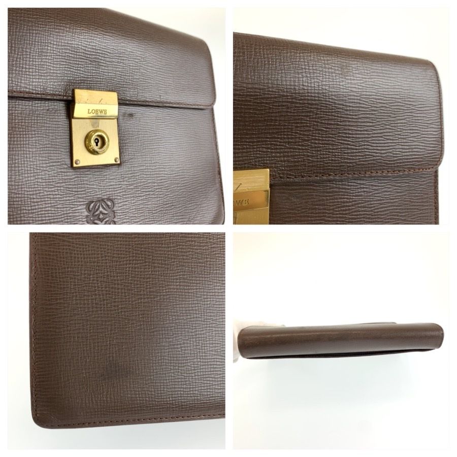 Loewe Anagram Brown Gold Leather Clutch — view 5
