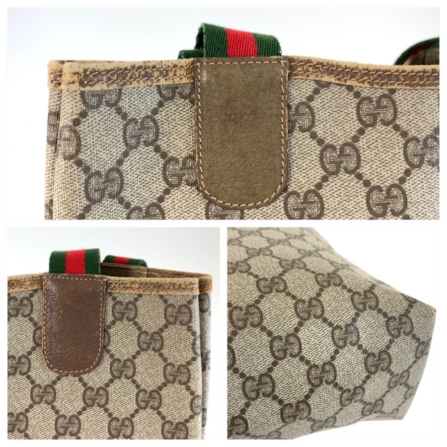 Gucci Vintage Sherry Line Beige GG Supreme Canvas Tote Shoulder Bag — view 6
