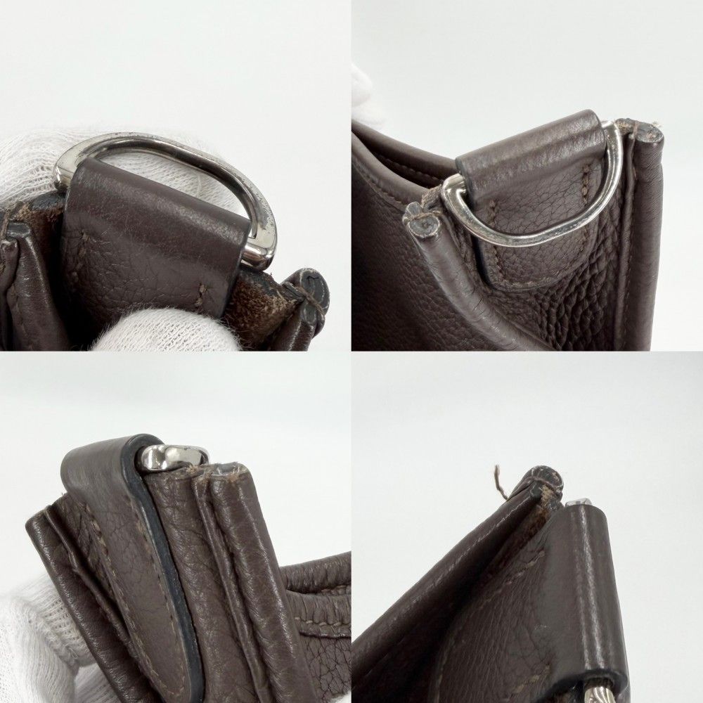 Hermes Shoulder Bag Evelyne PM 3 Bag Crossbody Leather Brown Silver — view 7