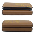 Loewe Trifold Wallet Anagram Coin Purse Brown Yellow Silver — view 4