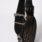 Fendi Zucchino Oyster Bag Canvas Leather Black Beige Silver — view 7