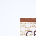 Celine Card Case Triomphe Canvas Brown White — view 7