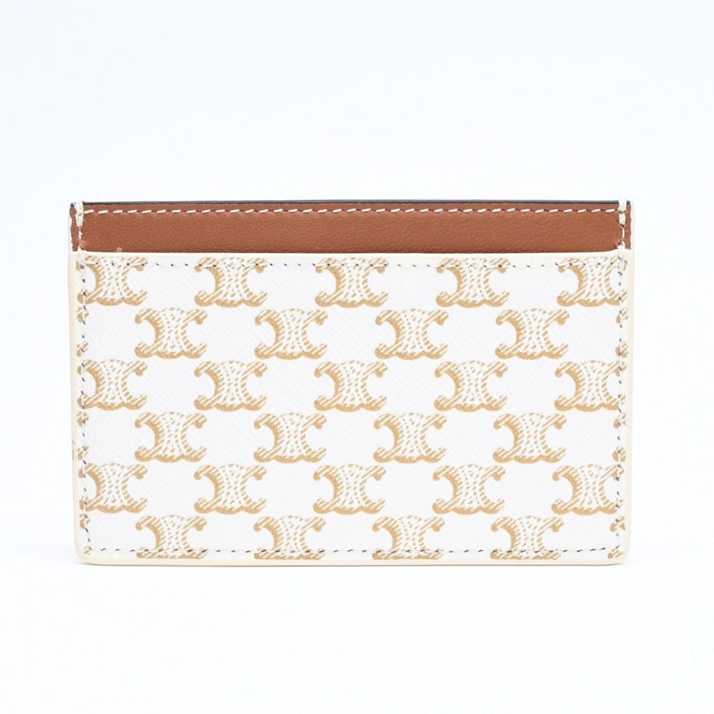 Celine Card Case Triomphe Canvas Brown White — view 2