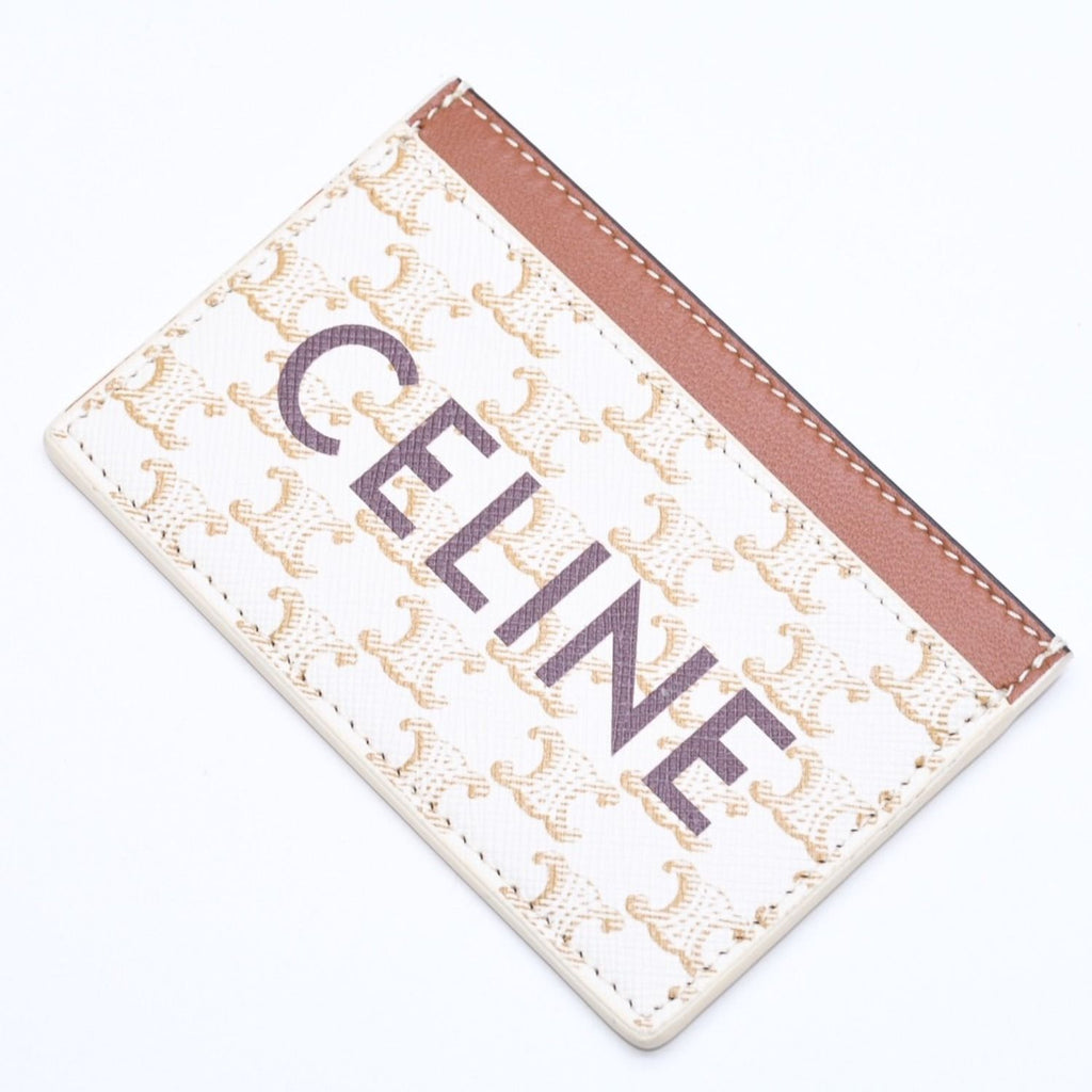 Celine Card Case Triomphe Canvas Brown White — view 3