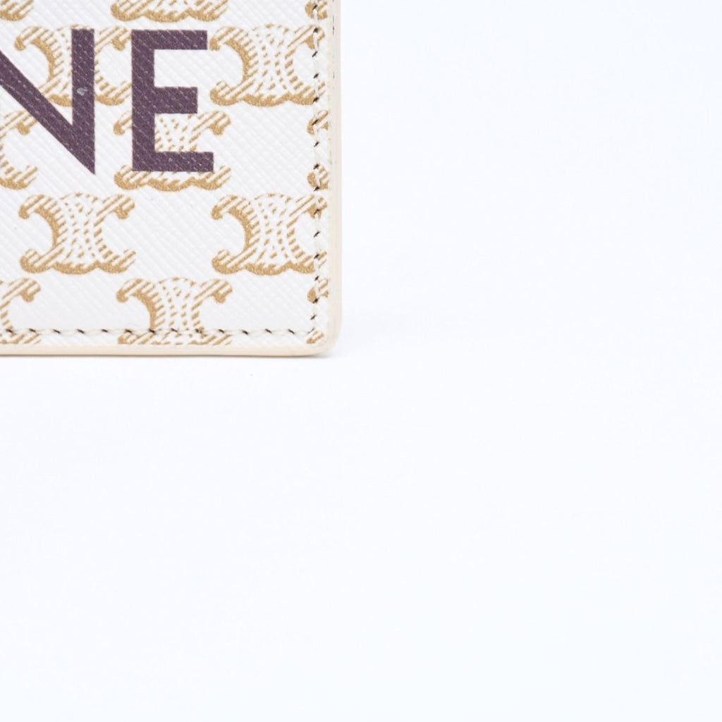 Celine Card Case Triomphe Canvas Brown White — view 6