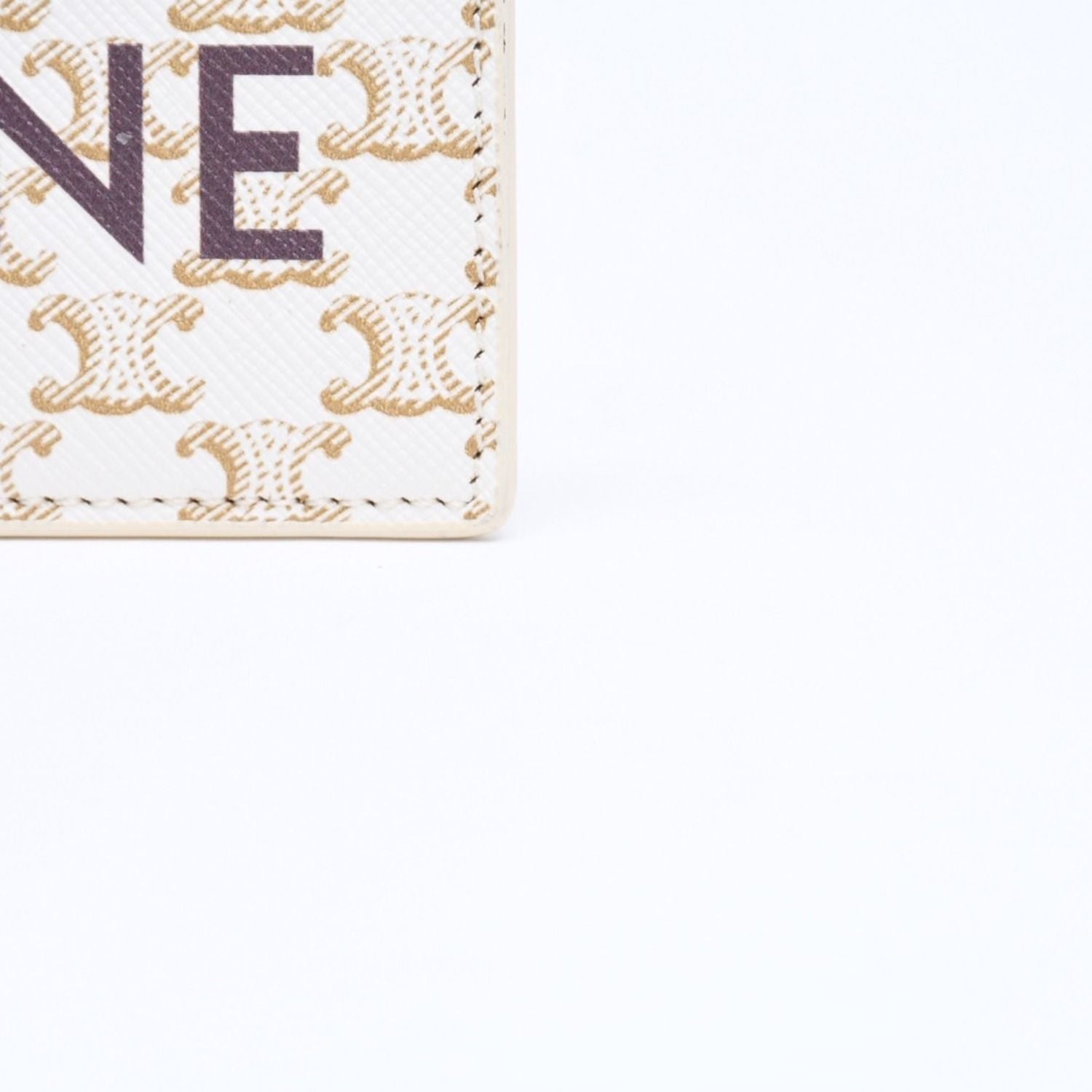 Celine Card Case Triomphe Canvas Brown White — view 6