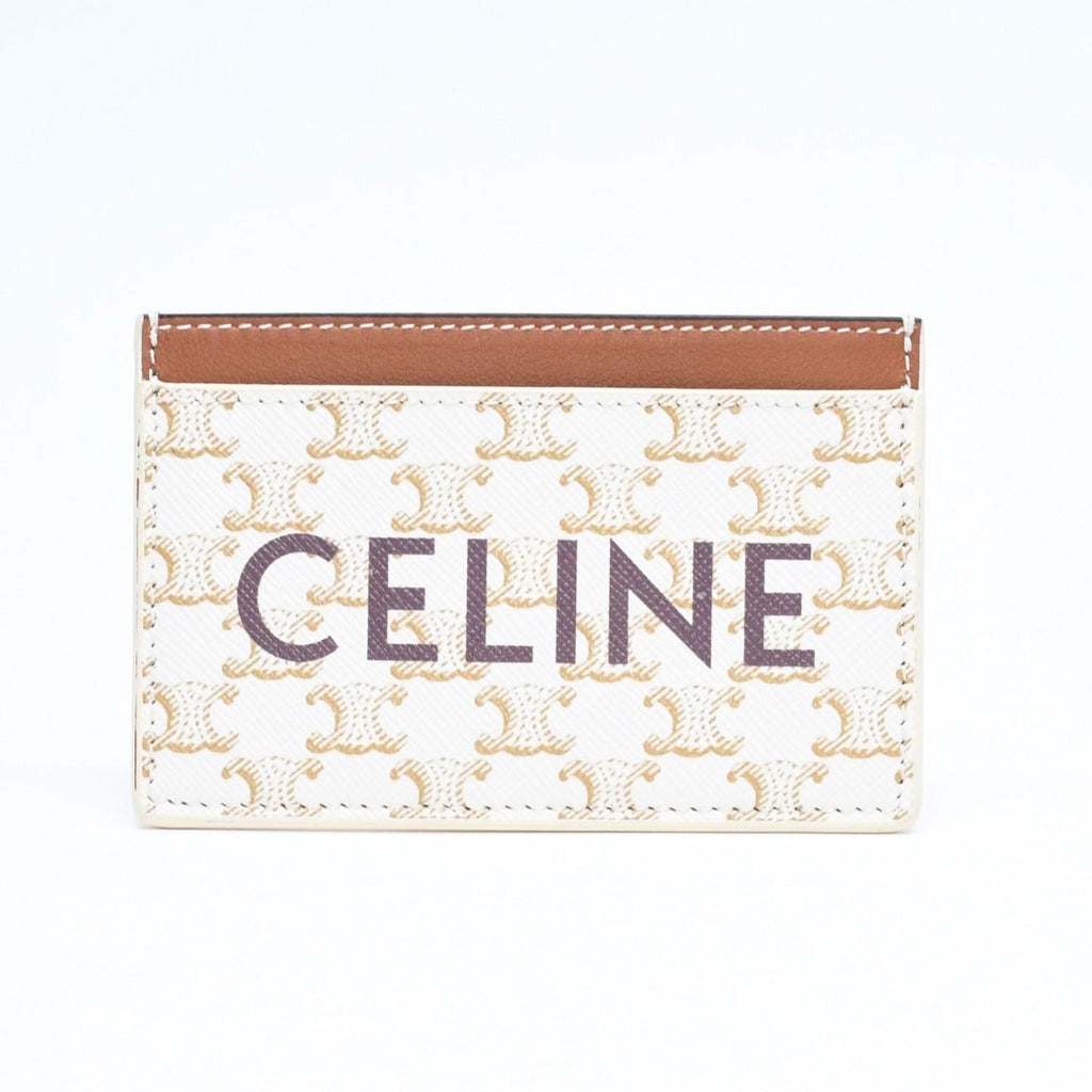 Celine Card Case Triomphe Canvas Brown White