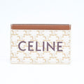 Celine Card Case Triomphe Canvas Brown White