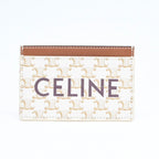 Celine Card Case Triomphe Canvas Brown White
