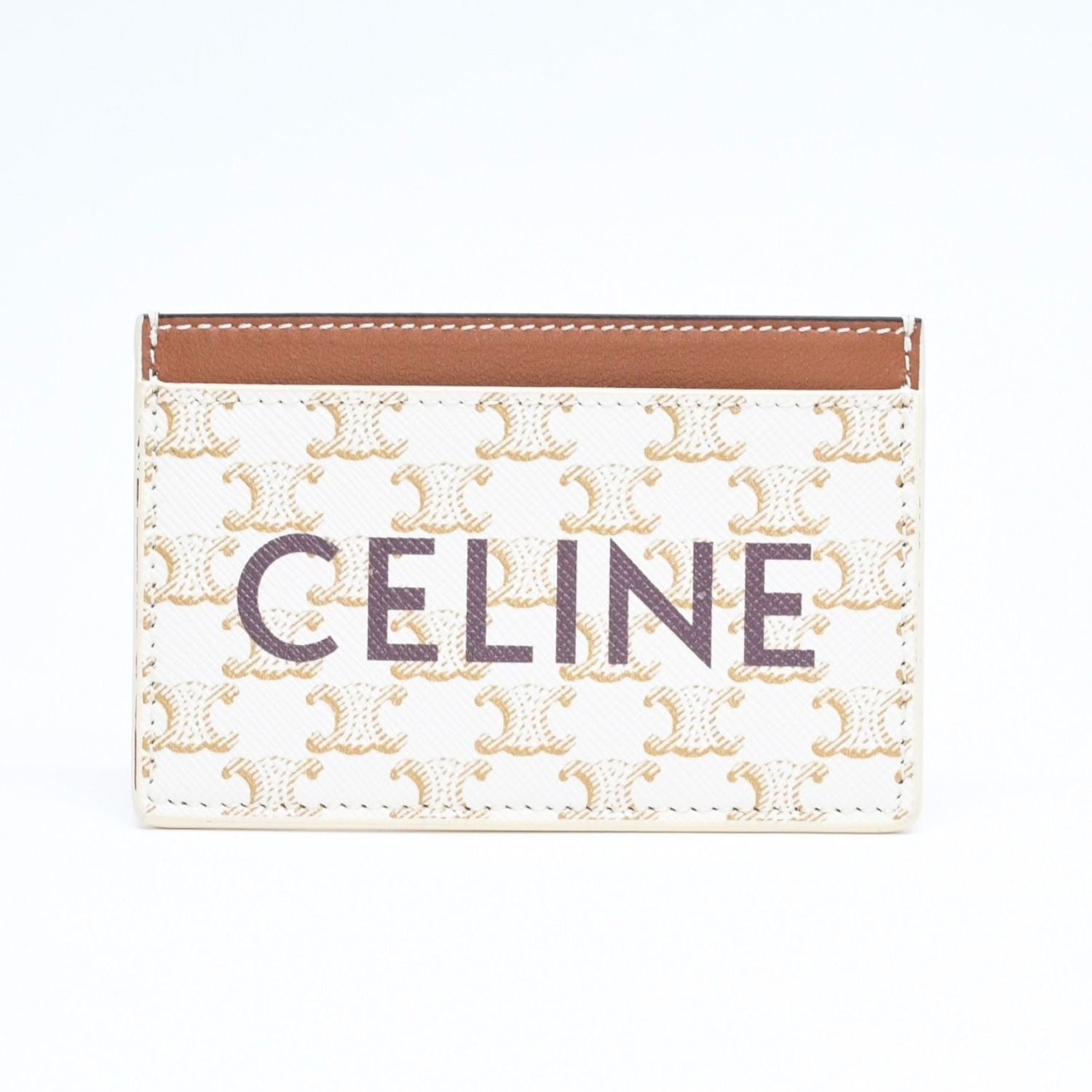 Celine Card Case Triomphe Canvas Brown White