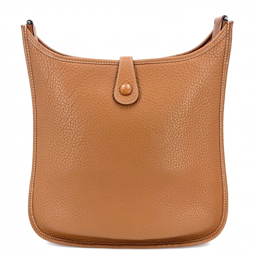 Hermes Shoulder Bag Evelyne Crossbody Leather Brown Silver Vintage — view 2