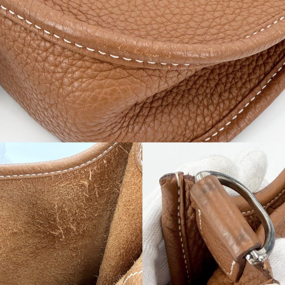 Hermes Shoulder Bag Evelyne Crossbody Leather Brown Silver Vintage — view 6