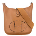 Hermes Shoulder Bag Evelyne Crossbody Leather Brown Silver Vintage