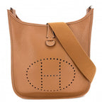 Hermes Shoulder Bag Evelyne Crossbody Leather Brown Silver Vintage