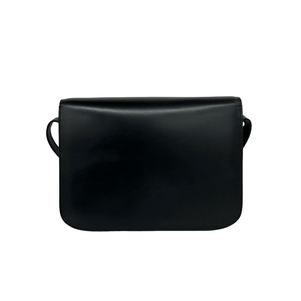 Celine Vintage Logo Carriage Calf Leather Shoulder Bag Pochette Crossbody Black — view 3