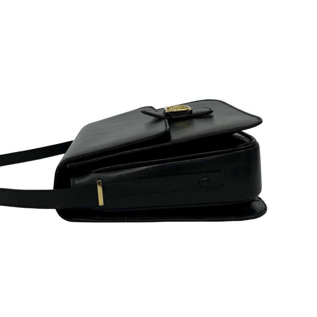 Celine Vintage Logo Carriage Calf Leather Shoulder Bag Pochette Crossbody Black — view 5