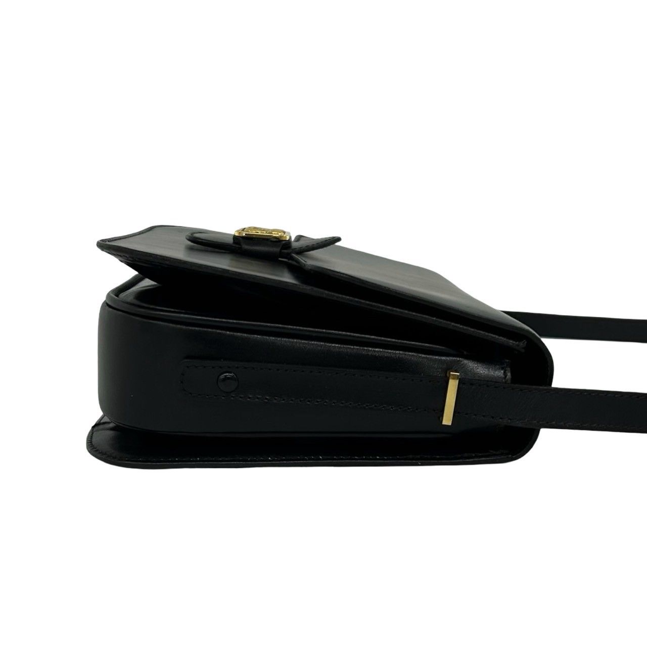 Celine Vintage Logo Carriage Calf Leather Shoulder Bag Pochette Crossbody Black — view 6