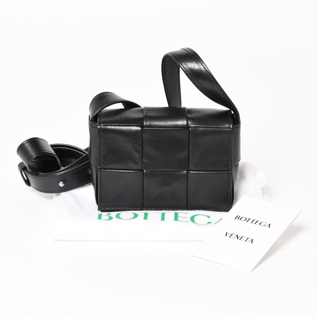 Bottega Veneta Cassette Candy Mini Shoulder Bag Black Leather