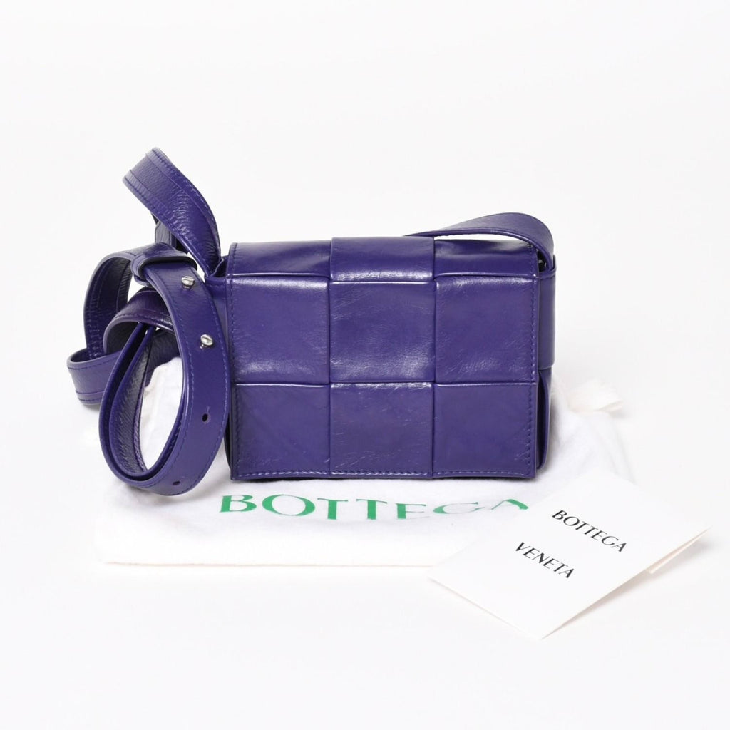 Bottega Veneta Candy Cassette Intrecciato Mini Shoulder Bag Purple Silver