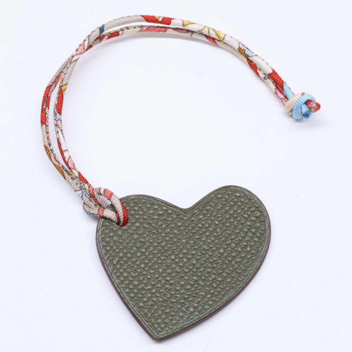 Hermes Petit h Taurillon Clemence Epsom Heart Motif Bag Charm — view 7