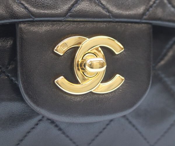 Chanel Black Lambskin Gold Double Flap Bag Quilted 23 — view 6