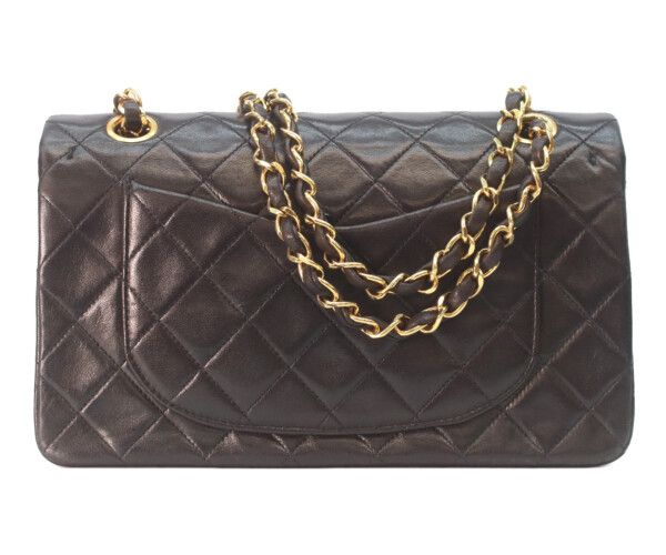 Chanel Black Lambskin Gold Double Flap Bag Quilted 23 — view 3