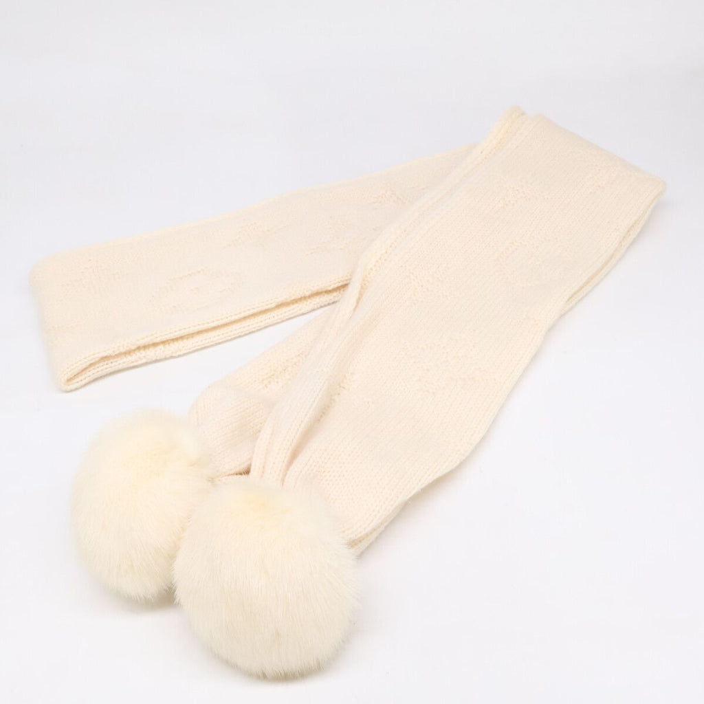 Louis Vuitton Mink Pom Cashmere Scarf
