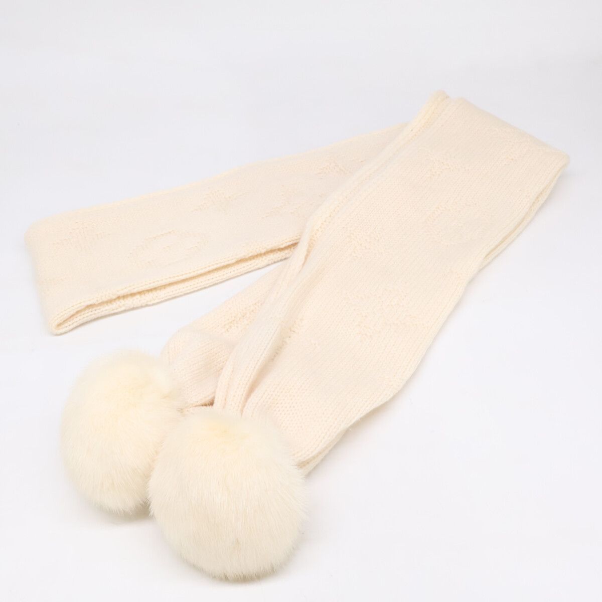 Louis Vuitton Mink Pom Cashmere Scarf