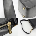 Chanel Shoulder Bag Choedge Coat CC Logo Lambskin Black Gold Vintage — view 7