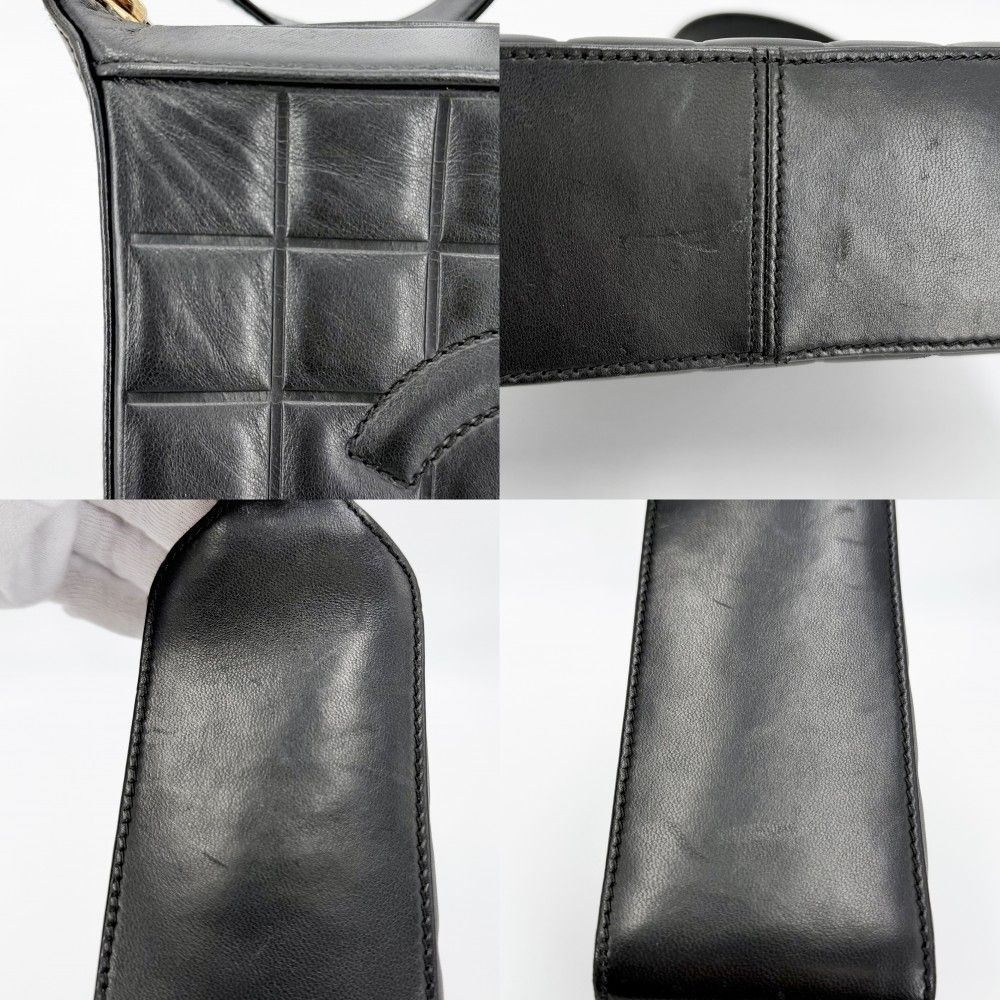 Chanel Shoulder Bag Choedge Coat CC Logo Lambskin Black Gold Vintage — view 6
