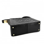 Chanel Shoulder Bag Choedge Coat CC Logo Lambskin Black Gold Vintage — view 3