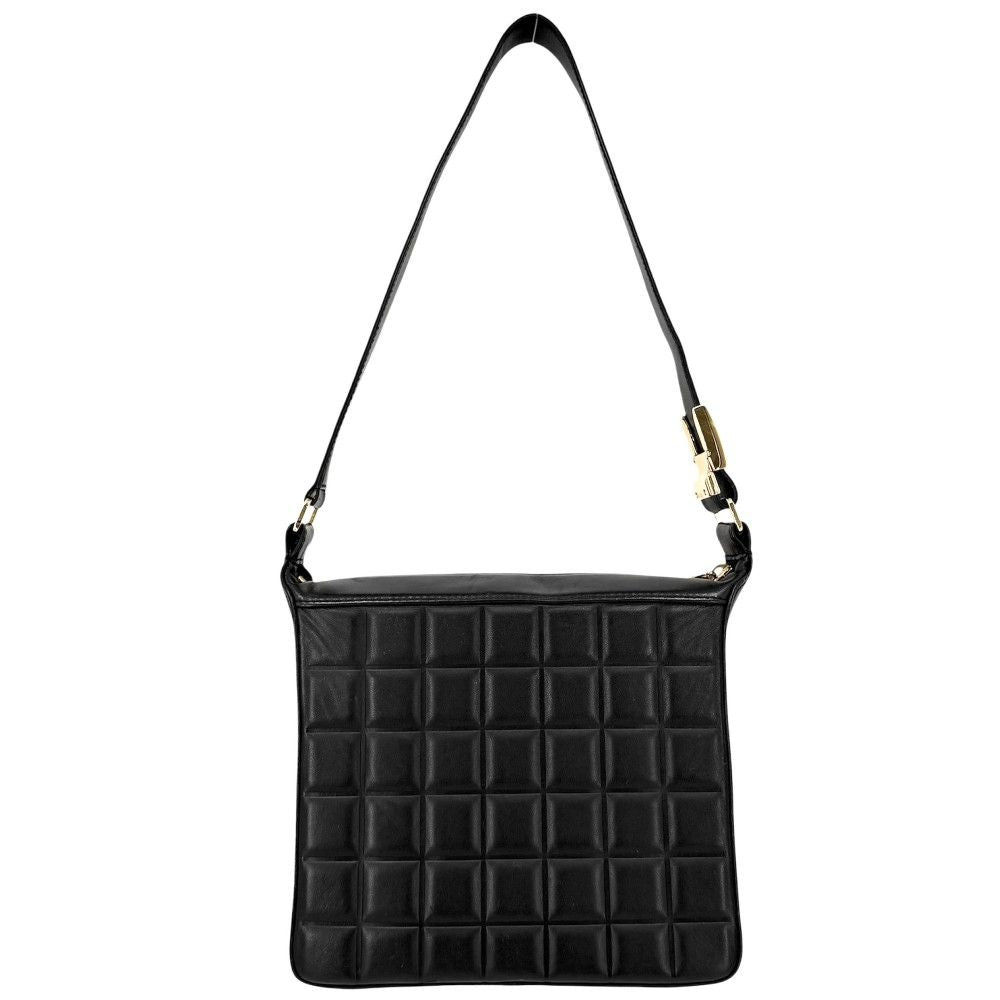 Chanel Shoulder Bag Choedge Coat CC Logo Lambskin Black Gold Vintage — view 2