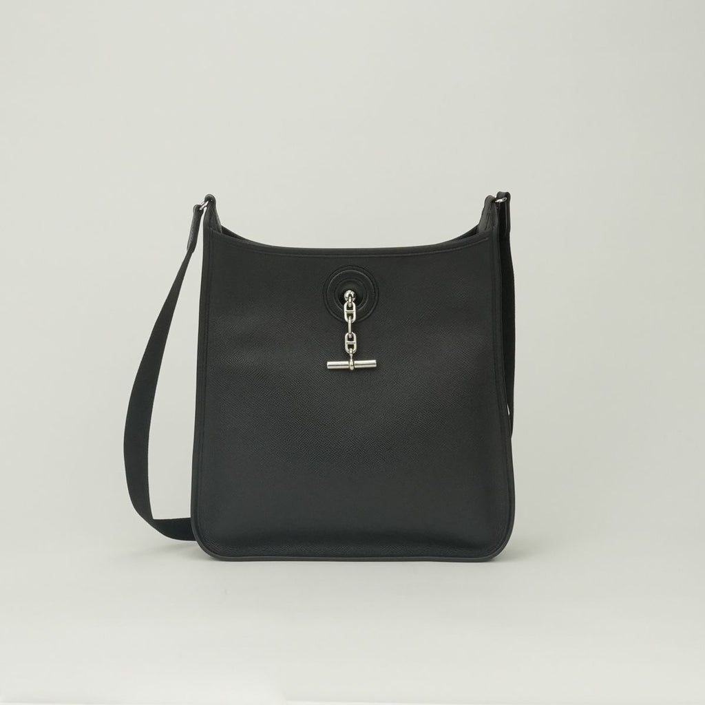 Hermes Vespa PM Shoulder Bag Epsom Noir Black Silver Veau