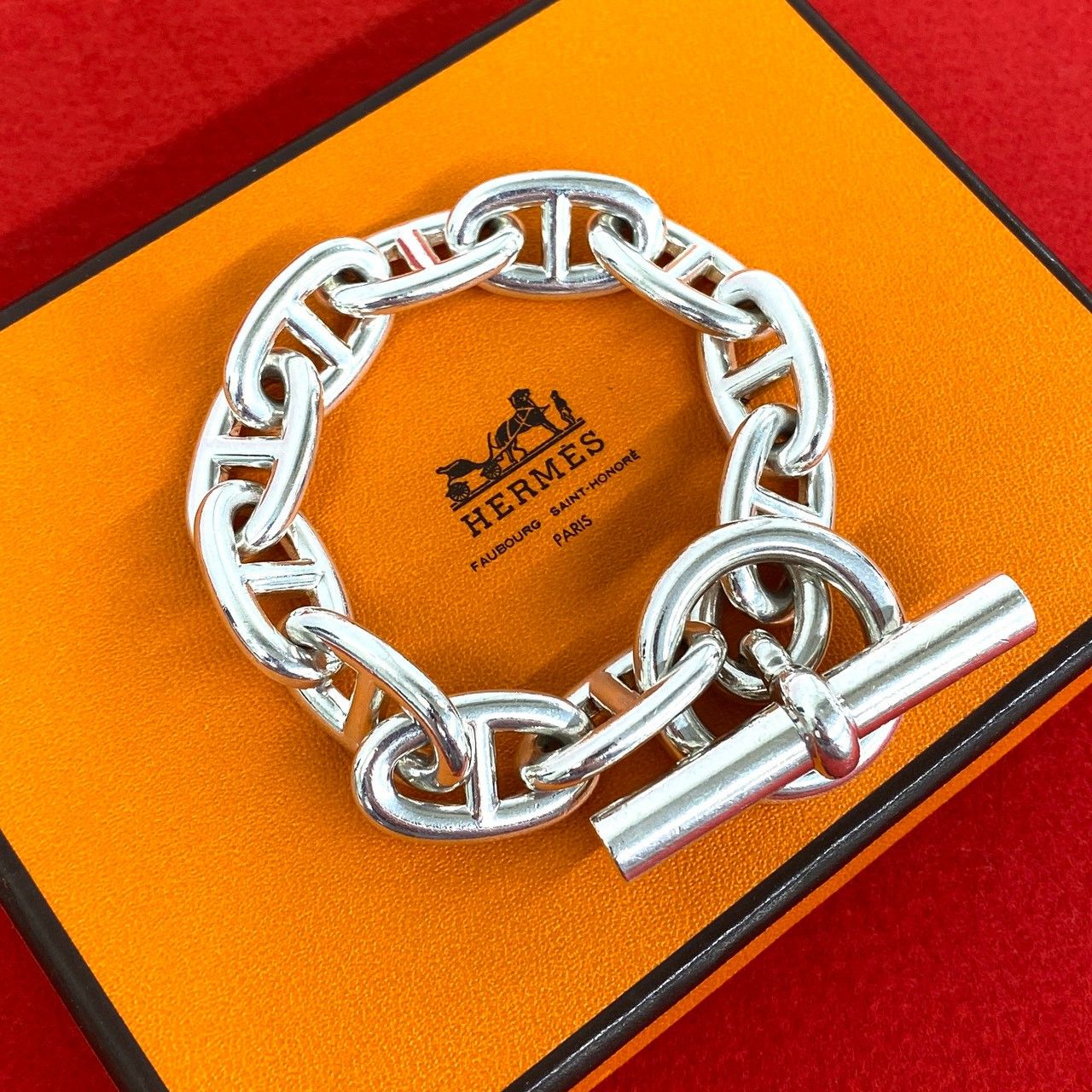 Hermes Chaine D'ancre MM 16 Koma Bracelet 925 Sterling Silver Accessory Sally