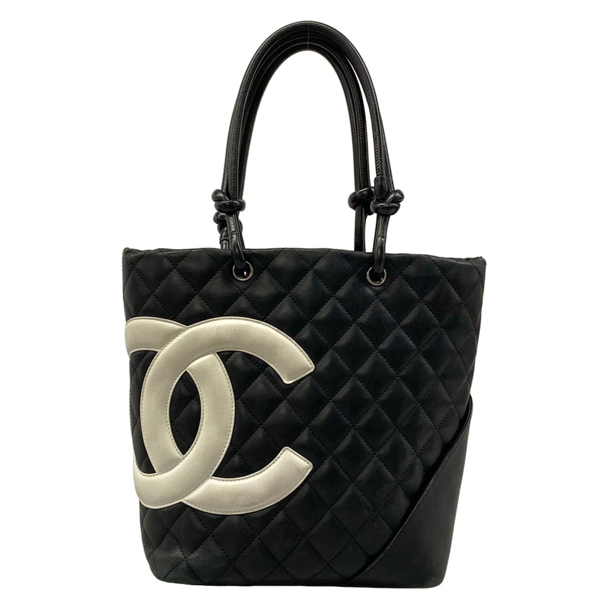 Chanel Tote Bag Cambon Line Black White Lambskin