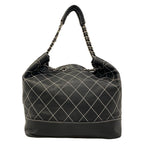 Chanel Tote Bag Wild Stitch Black White Silver Lambskin — view 3