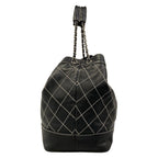 Chanel Tote Bag Wild Stitch Black White Silver Lambskin — view 2