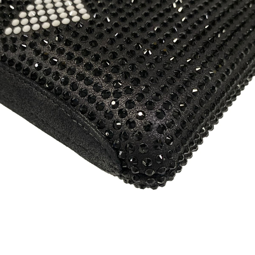 Chanel Shoulder Bag Black White Chain Silver Kiss Lock Strass CC Minadiere — view 7