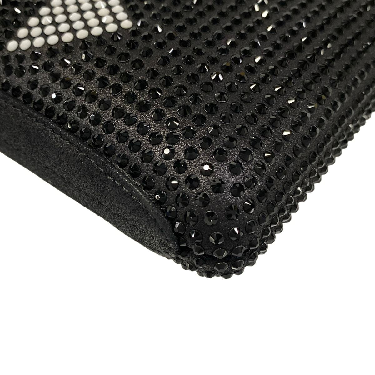 Chanel Shoulder Bag Black White Chain Silver Kiss Lock Strass CC Minadiere — view 7