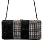 Chanel Shoulder Bag Black White Chain Silver Kiss Lock Strass CC Minadiere — view 3