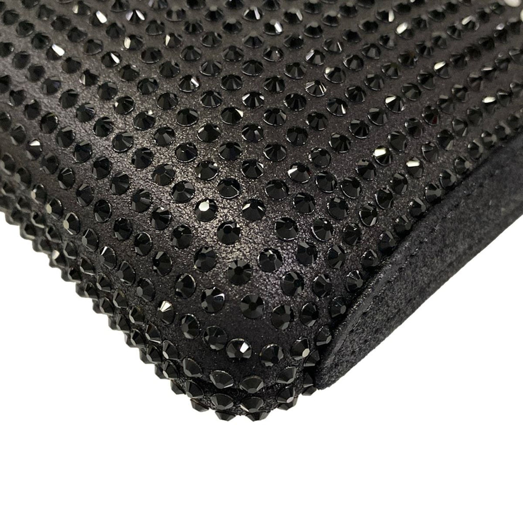 Chanel Shoulder Bag Black White Chain Silver Kiss Lock Strass CC Minadiere — view 8